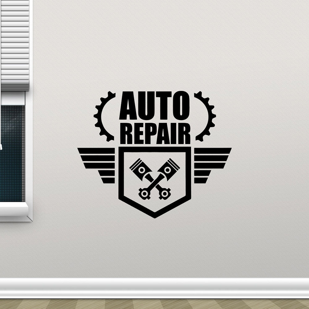 Oto tamir duvar çıkartmaları y - Auto Repair Shop Logo incelemesi ve fiyatı