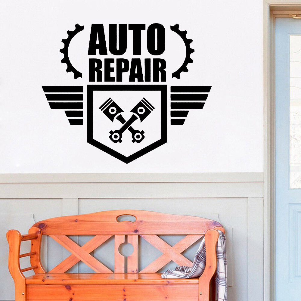 Oto tamir duvar çıkartmaları y - Auto Repair Shop Logo incelemesi ve fiyatı